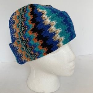Missoni Wool Beanie Made in Italy Blue Black Gold